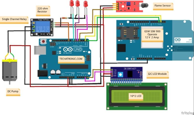 fire alert project circuit diagram