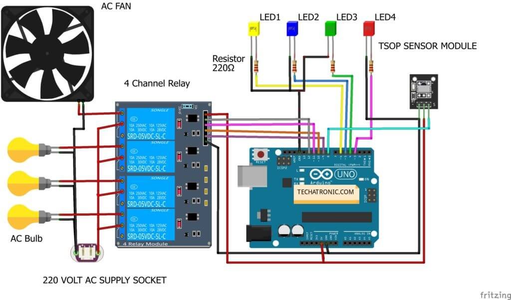 IR Sensor Arduino Circuit Diagram tsop 1738