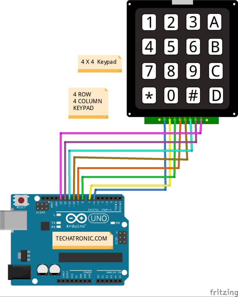 Keypad Interfacing With Arduino Circuit Diagram