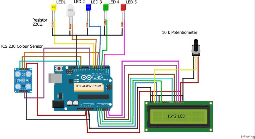 colour sensor with arduino circuit diagram