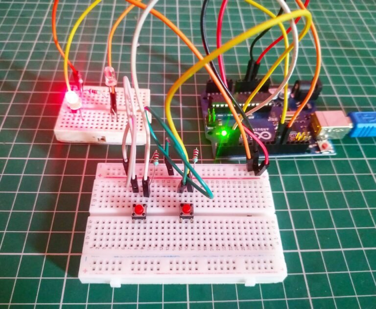 Toggle button with Arduino | push button Arduino | toggle Light switch