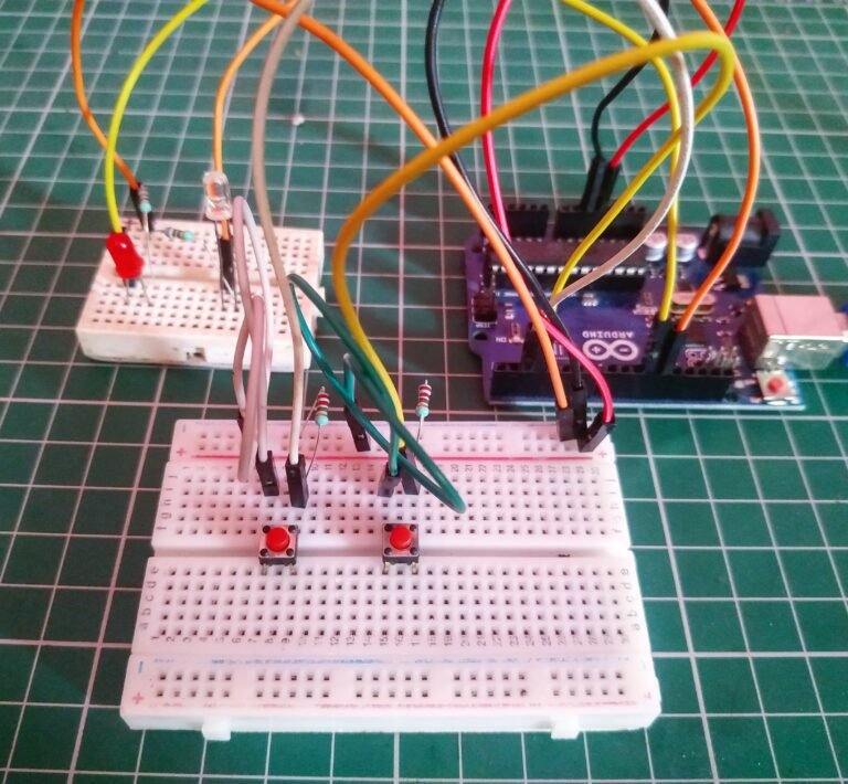 Toggle button with Arduino | push button Arduino | toggle Light switch