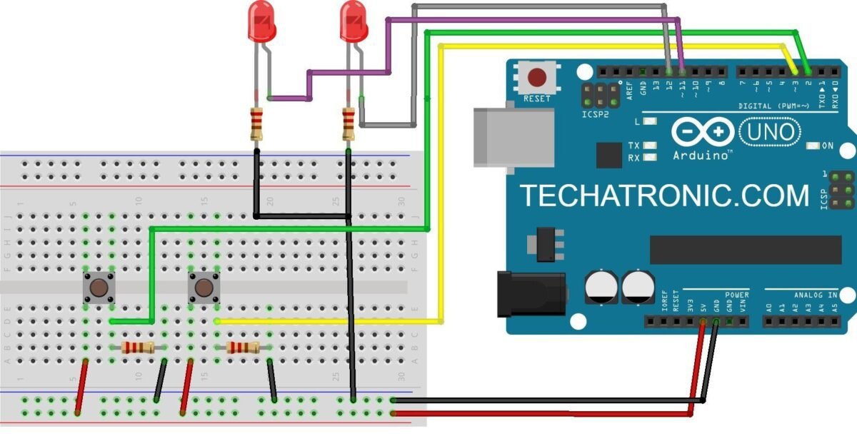 Toggle button with Arduino | push button Arduino | toggle Light switch