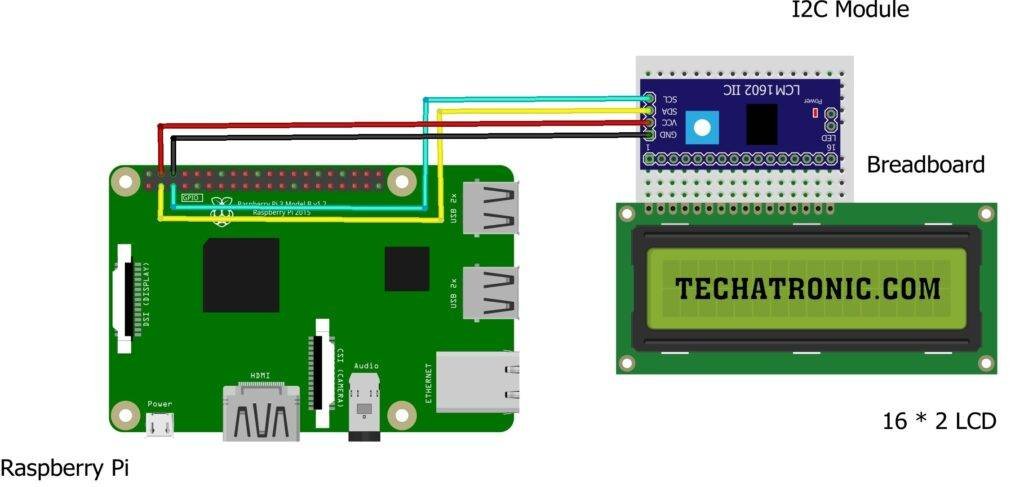 I2C LCD Raspberry PI circuit diagram