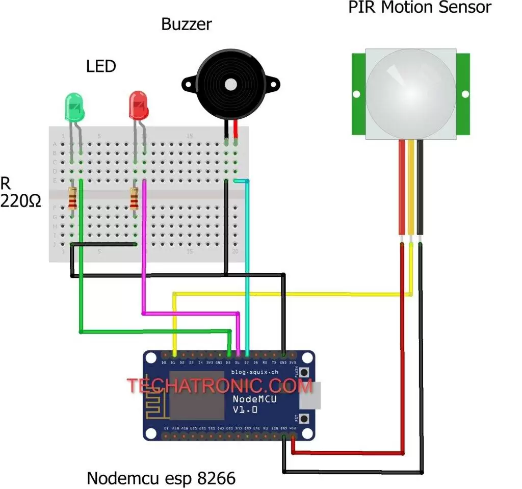 esp8266 motion sensor circuit diagram