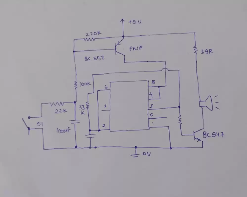 Ambulance siren project  555 timer Circuit Diagram 