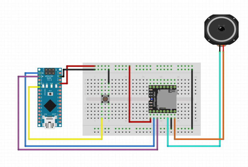 DF Player mini With Arduino circuit diagram